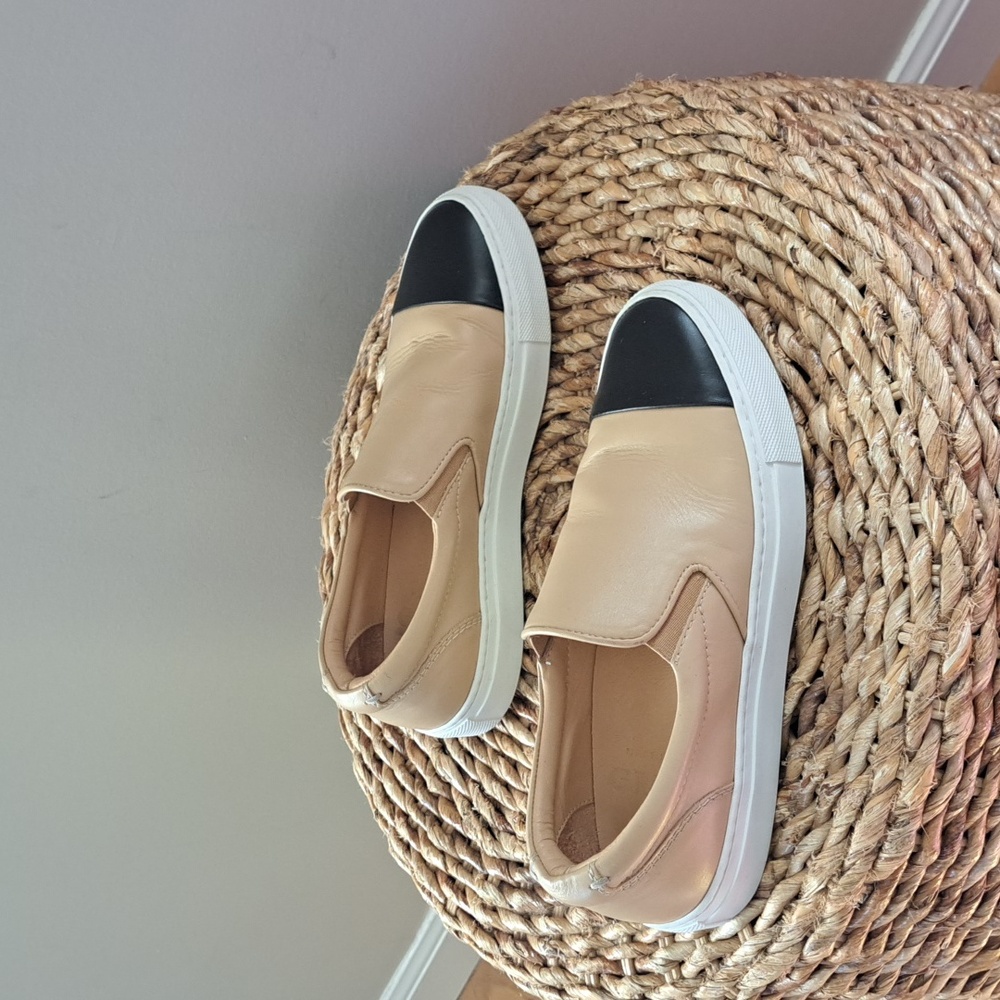 Greats Brooklyn Womens Black/Tan Leather Slip On Loafer Sneakers‎ Size 6